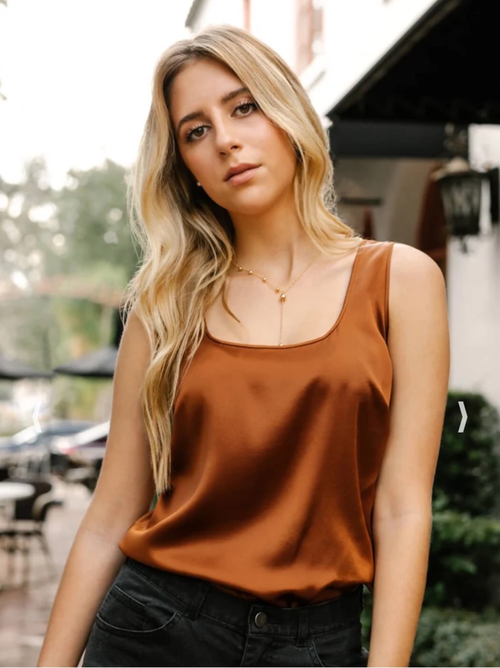 Ravella Fiora Silk Tank Sleeveless Blouse Copper Brown Size XL